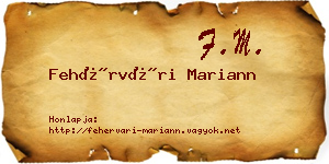 Fehérvári Mariann névjegykártya